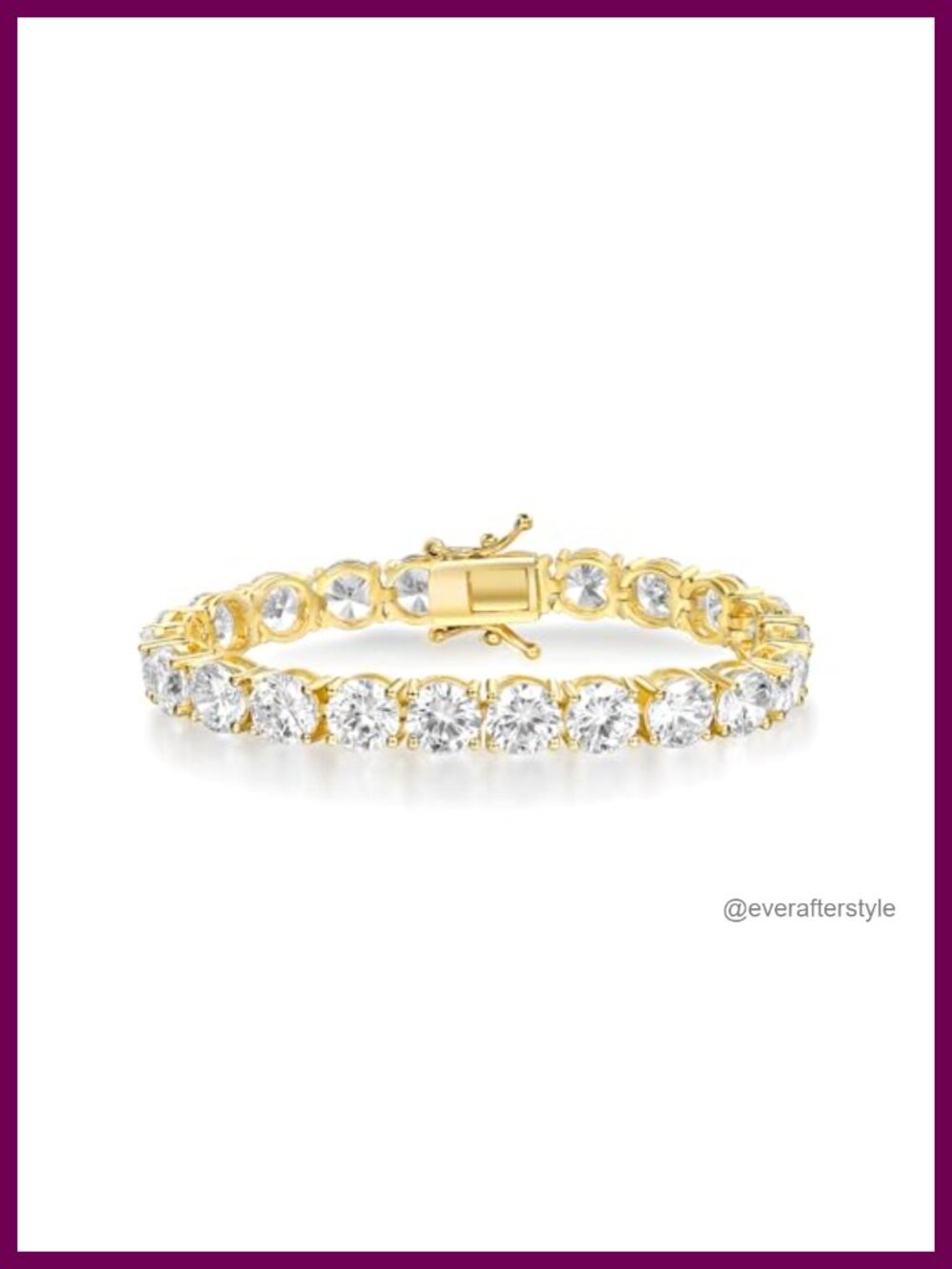 Tennis Bracelet White Yellow Gold Plated 5mm Round Cubic Zirconia